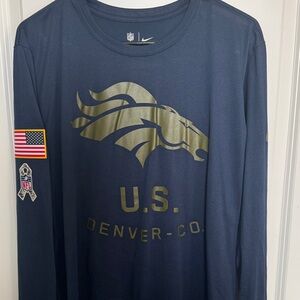Nike Salute Men's Navy and Gold Denver Long Sleeve Shirt